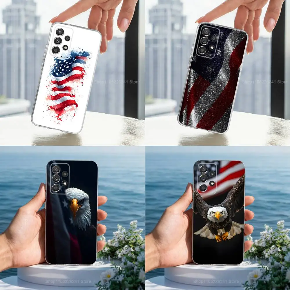 

Cool American Flag Art Phone Case For Samsung A51,71,30,S21,10,20,Ultra,FE,Lite, S22,23,9,PIus,Transparent, Silicone