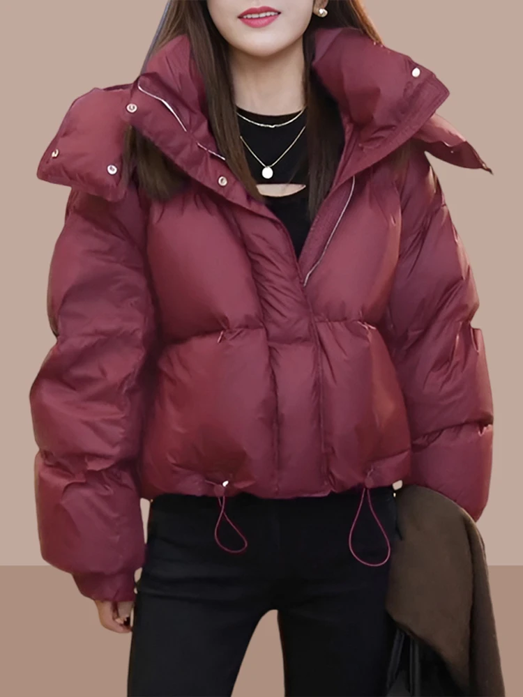 

Women's ort Thiened Bread Sle down Cotton Jaet Autumn Winter New Arrival Durable Zipper Closure Hooded Color
