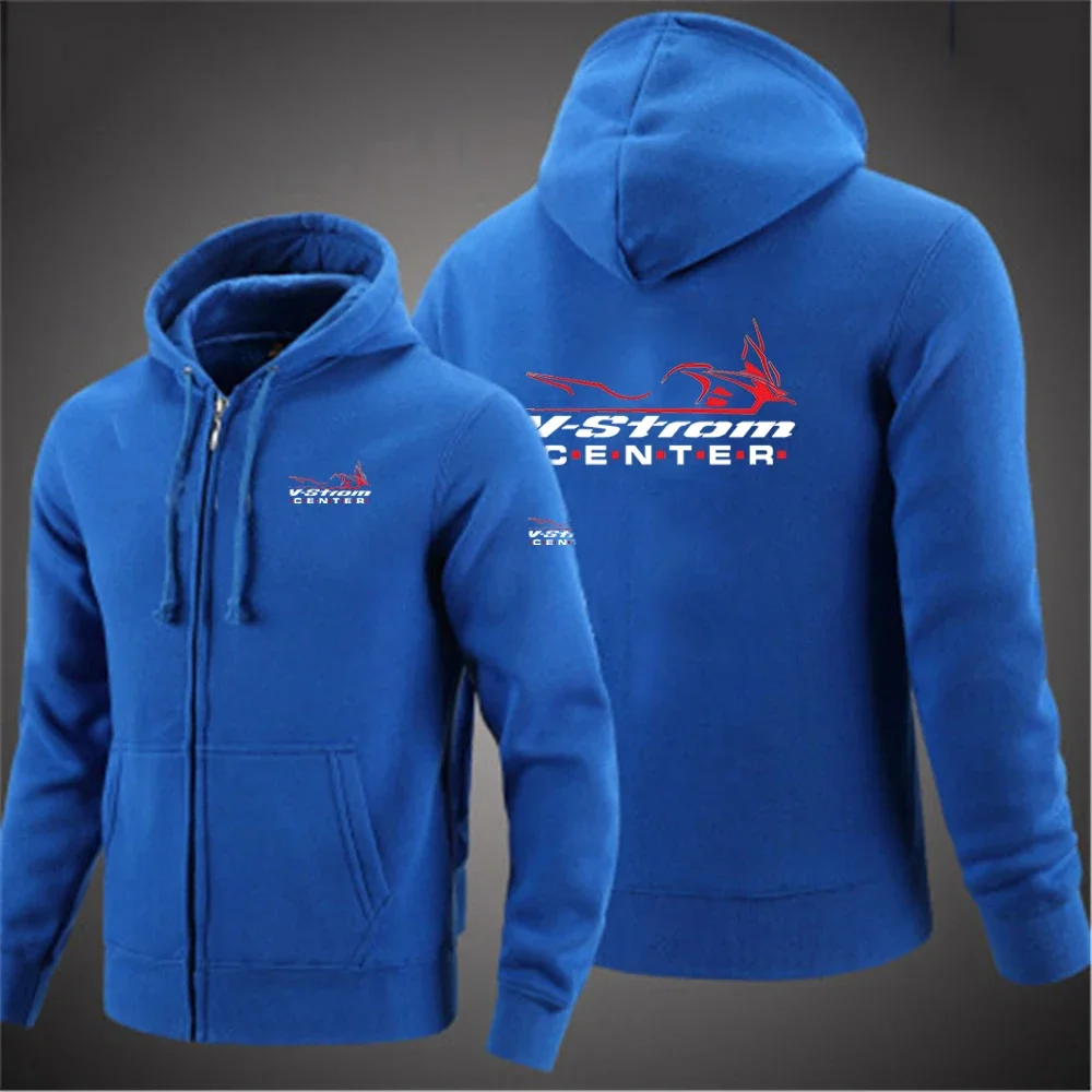 2024 New Motorcycle Vstrom 650 V Strom Spring and Autum Men's Solid Color Sweatshirt Zipper Pullover Warm Sweater Sport Tops