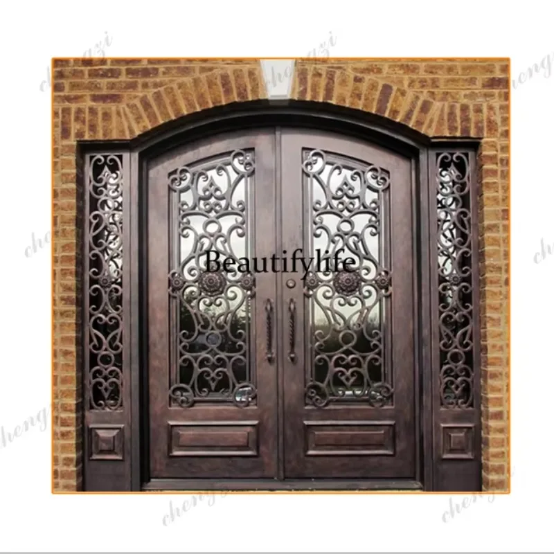 K153   Customization Custom High Quality Cast Iron Door Simple Iron Door Design Wrought Iron Door