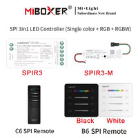 MiBoxer DC5V 12V 24V SPI LED Controller Single Color+RGB+RGBW 3in1 Controller for Pixels Strip WS2812 TM1812 with RF SPI Remote
