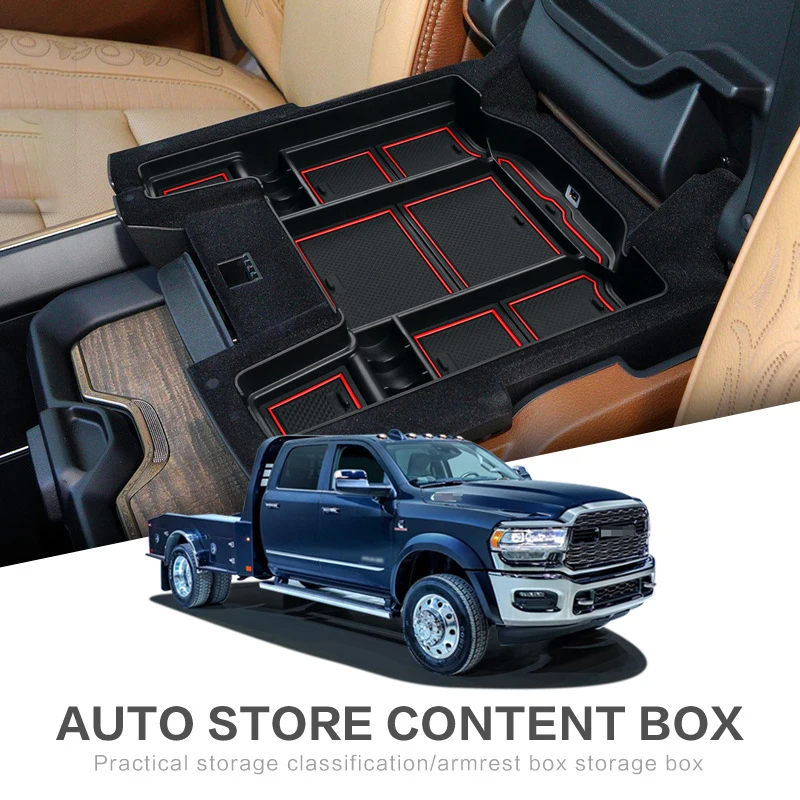 Car Center Console Armrest Storage Box For Dodge RAM 1500 2500 3500 2019-2021 Central Storage Organizer Tray Interior Accessorie