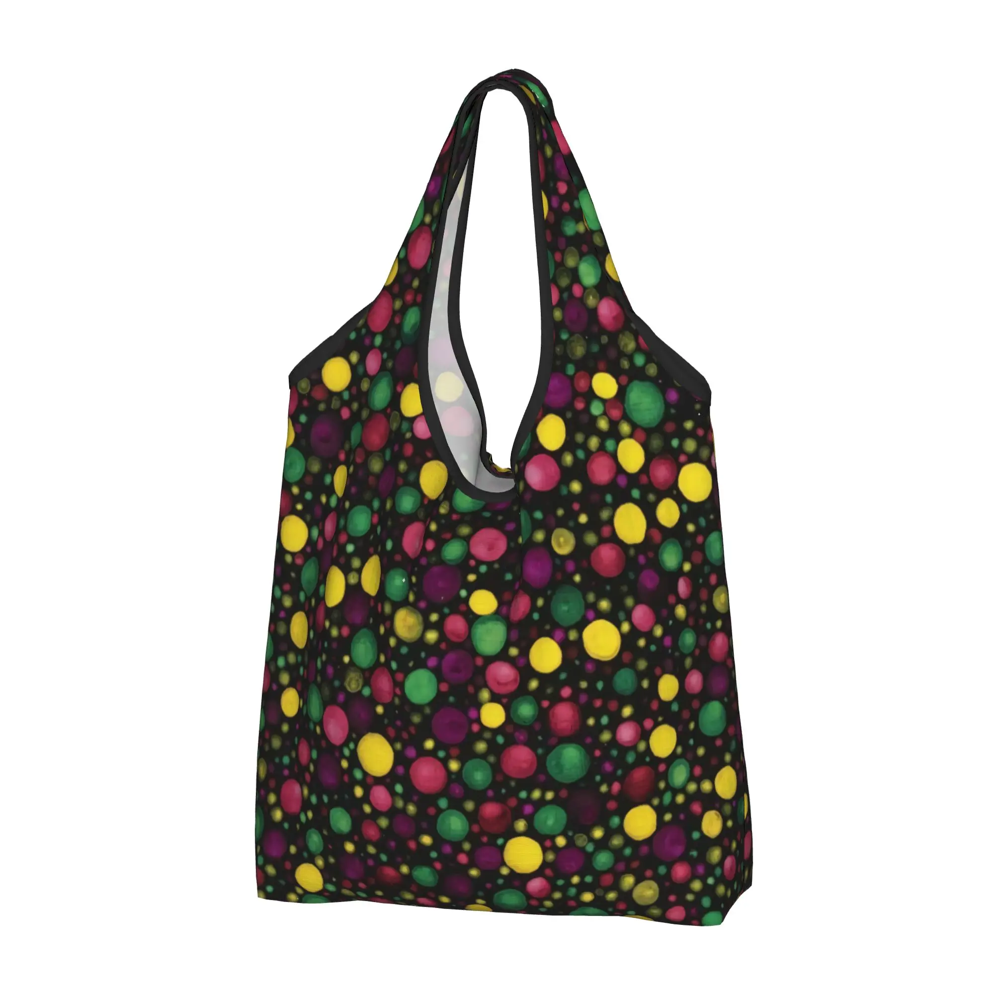 Custom Reusable Polka Dot Print Pattern Shopping Bag Women Tote Bag Portable Yayoi Abstract Art Groceries Shopper Bags