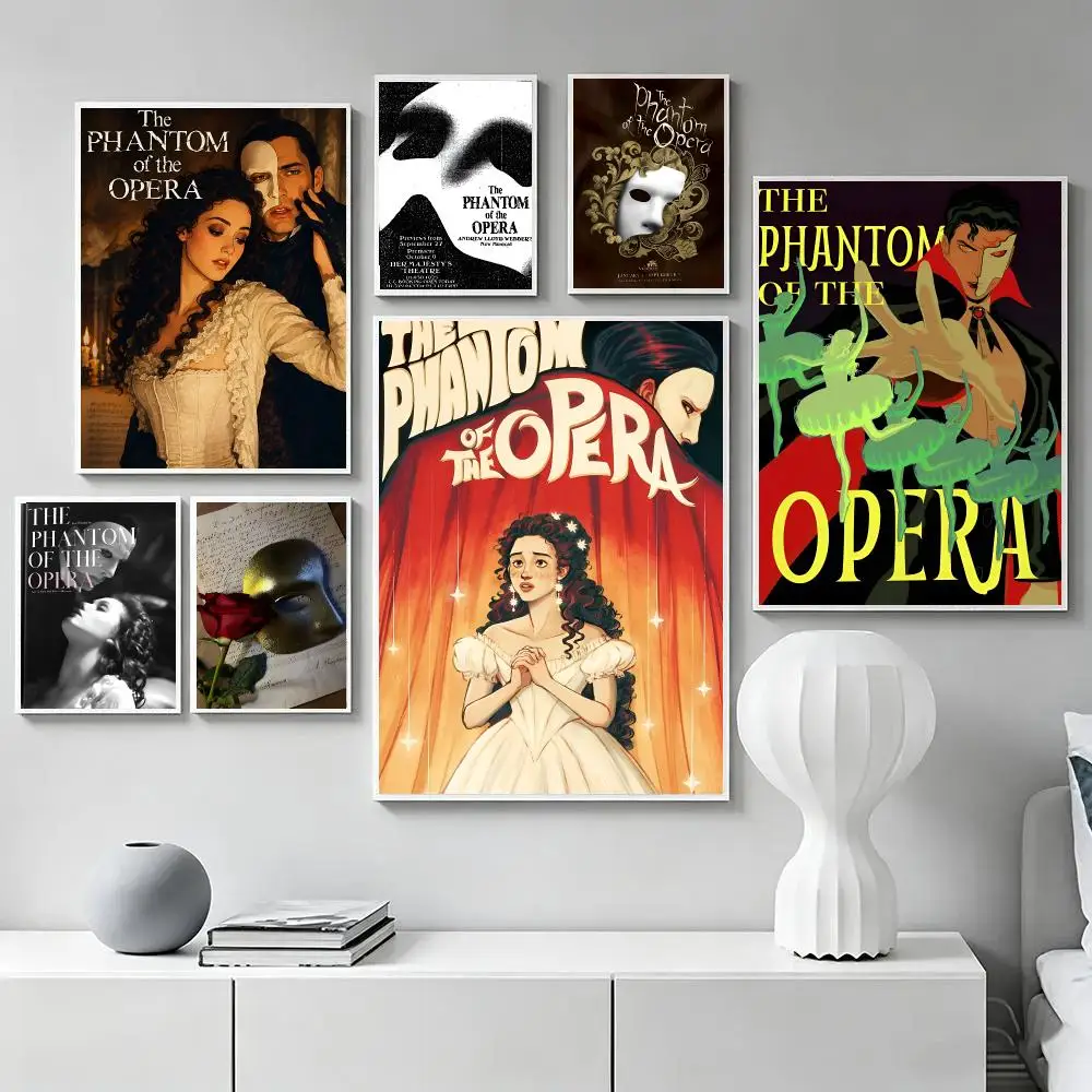 The P-Phantom Of The O-Opera Poster Hot Self-adhesive Art Paper Sticker Coffee House Bar Room Wall Decor