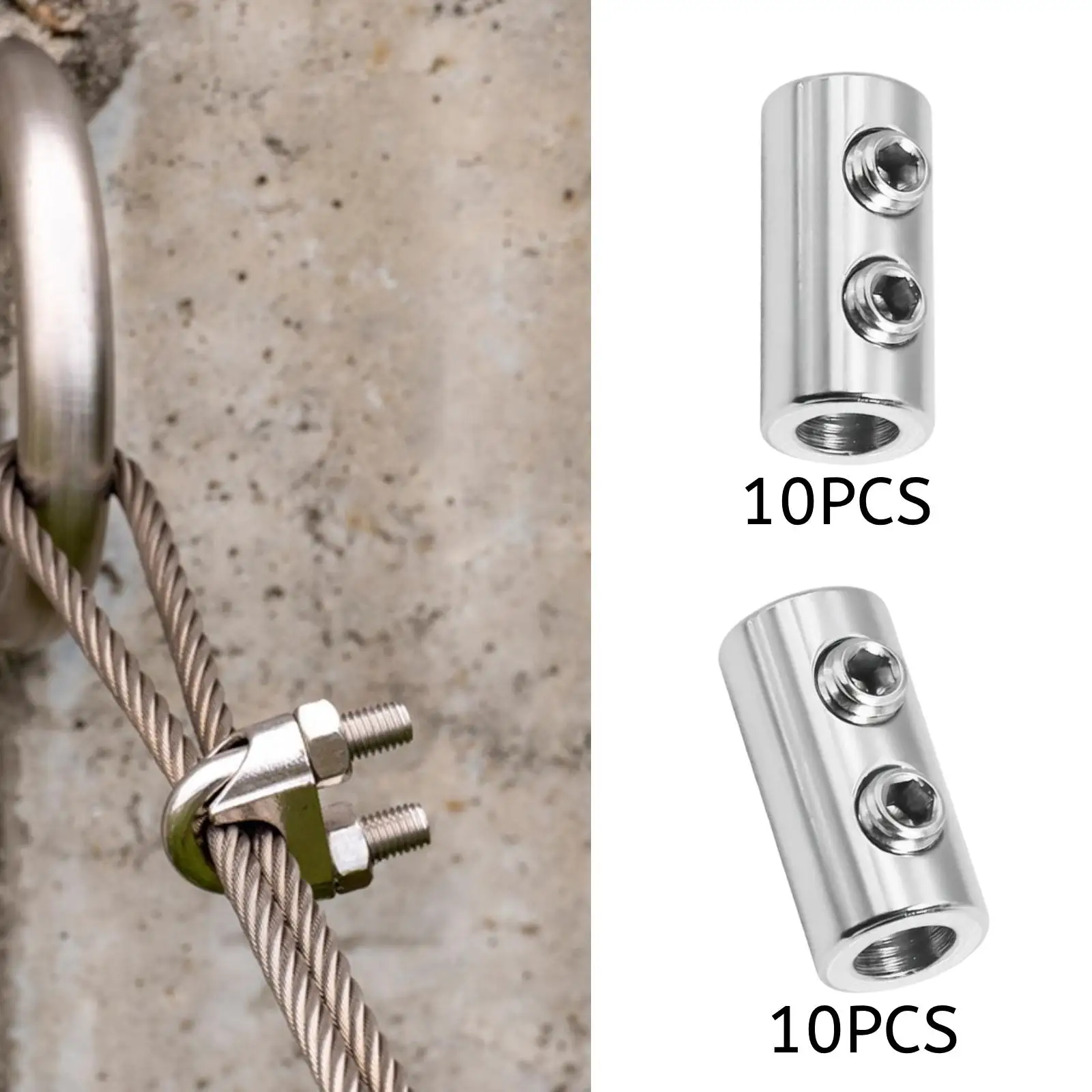 Stainless Steel Wire Rope Clip Set Internal Hex Double Hole Cable Clamps for Home Projects Fences and Banners