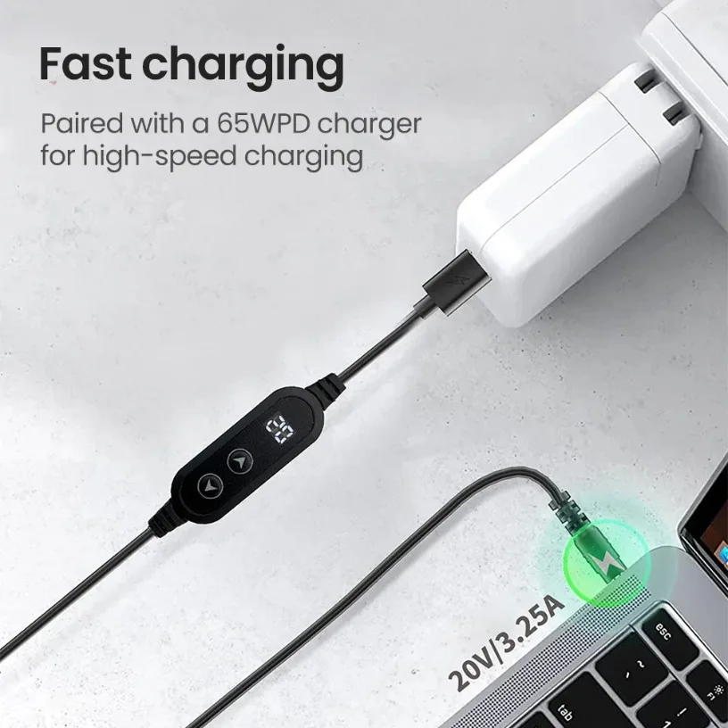 Power Boost Cable Type C To DC 5V/9V/12V/15V/20V USB Cable Boost Converter Adjustable Voltage 65W Fast Charging Cable 8 Adapters