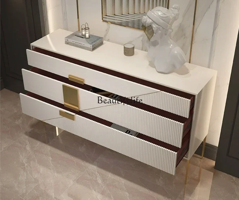 

04Italian light luxury door cabinet simple modern decoration living room partition cabinet