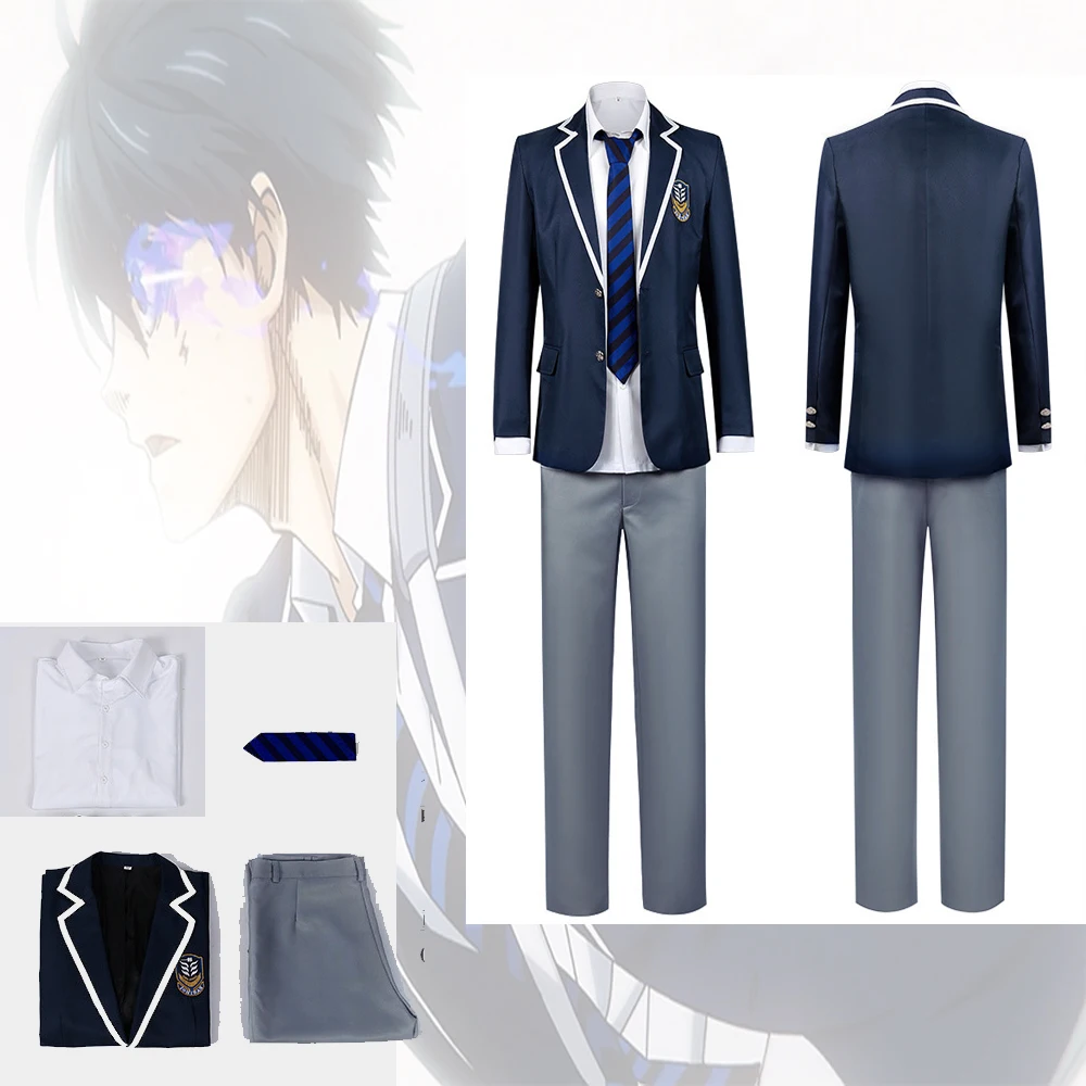 

Anime Blue Lock Isagi Yoichi Cosplay Costume Coat Shirt Pants Tie Outfits Fantasia Men Boys Halloween Carnival Party Clothes