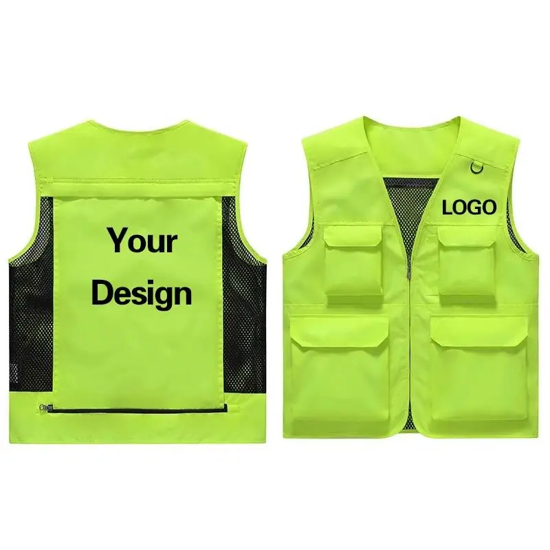 Outdoor Double-layer Fishing Photography Multi Pocket Vest Group Workwear Vest Customized Printed Logo