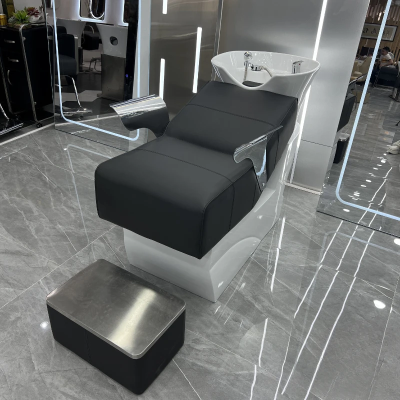 Ceramic basin hair salon shampoo bed and hair salon dedicated Thai style bed flushing water bed