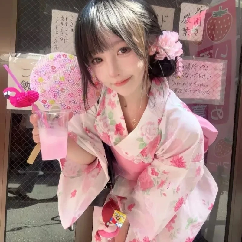 Japanese New Traditional Kimono God Girl Yukata Dress Photo Japanese Improved Version Photography Photo Clothing