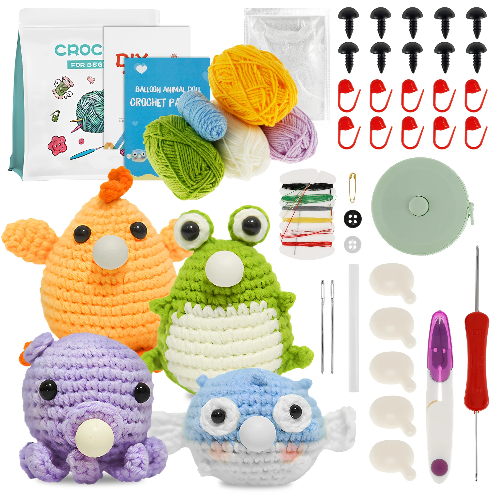 New DIY Crochet Kit for Beginners Animal Crochet Knitting Kits Cute Doll Starter Pack Handmade DIY Craft Accessories For Women