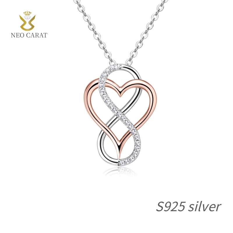 

NEO CARAT S925 silver plated 18K gold red and white color separation heart-shaped necklace with simple and unique accessories