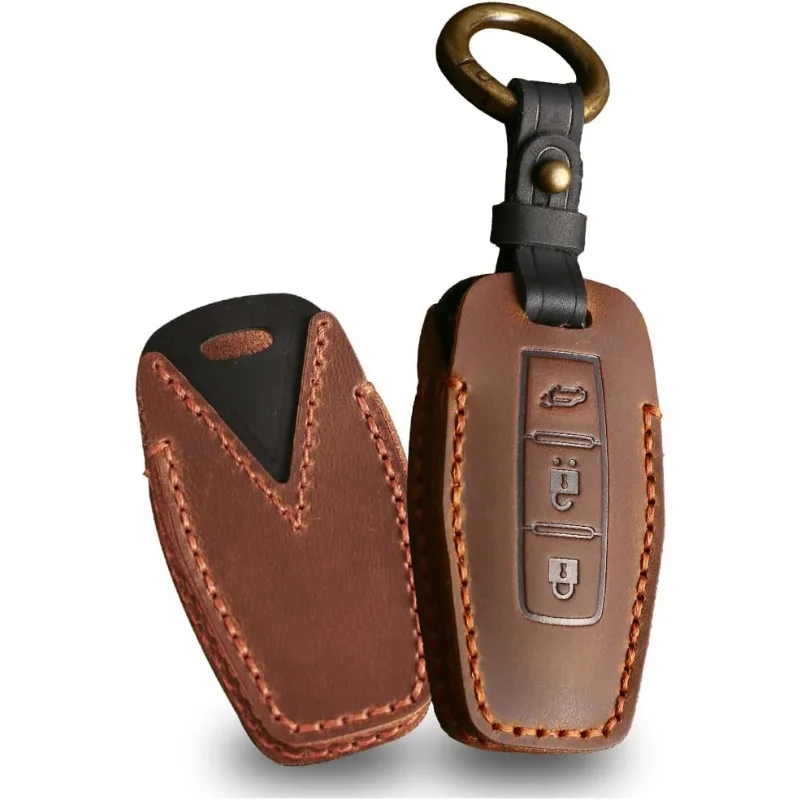 

WH 3-Button Car Key Fob Skin Leather Intelligent Key Case Fit For Mitsubishi Outlander 2022 2023 Accessories Stylish Key Shell K