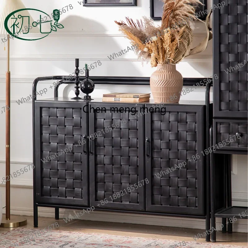 

Тумба для обуви в американском ретро-стиле Z136, прихожая, витрина, креативная черная новинка, приставной шкаф для столовой