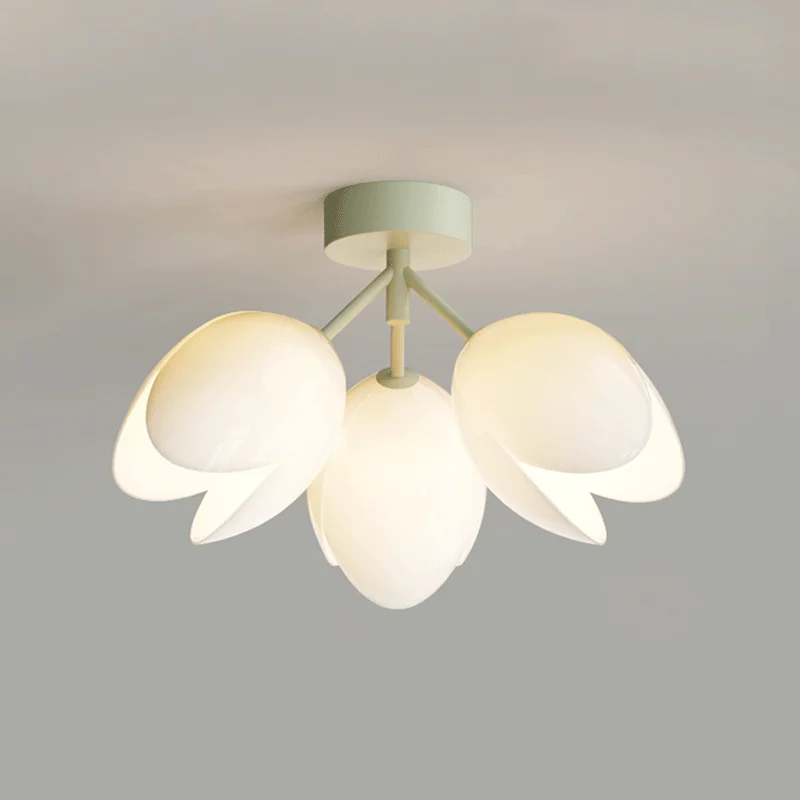 corridor lights, simple modern creative flower bud design, ceiling lights, entrance bay windows, minimalist cream style