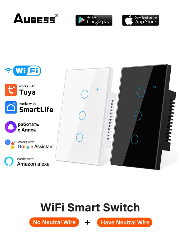 1/2/3/4 gang TUYA WiFi Smart Touch Switch Home Wall Button for Alexa and Google Home Assistant