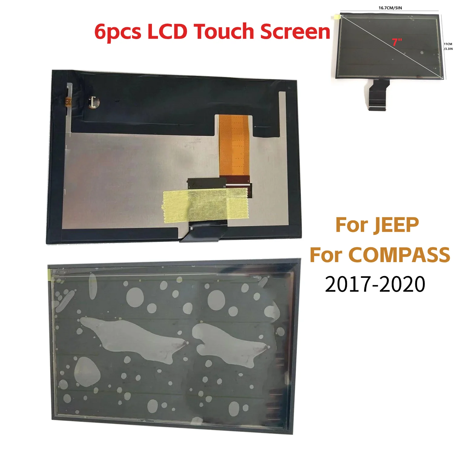 

6pcs 7" Original LCD Display Touch Screen For 2017-20 JEEP COMPASS Radio Navigation TDO-WXGA0700K00057-V1 TDO-WXGA0700K00033-V2