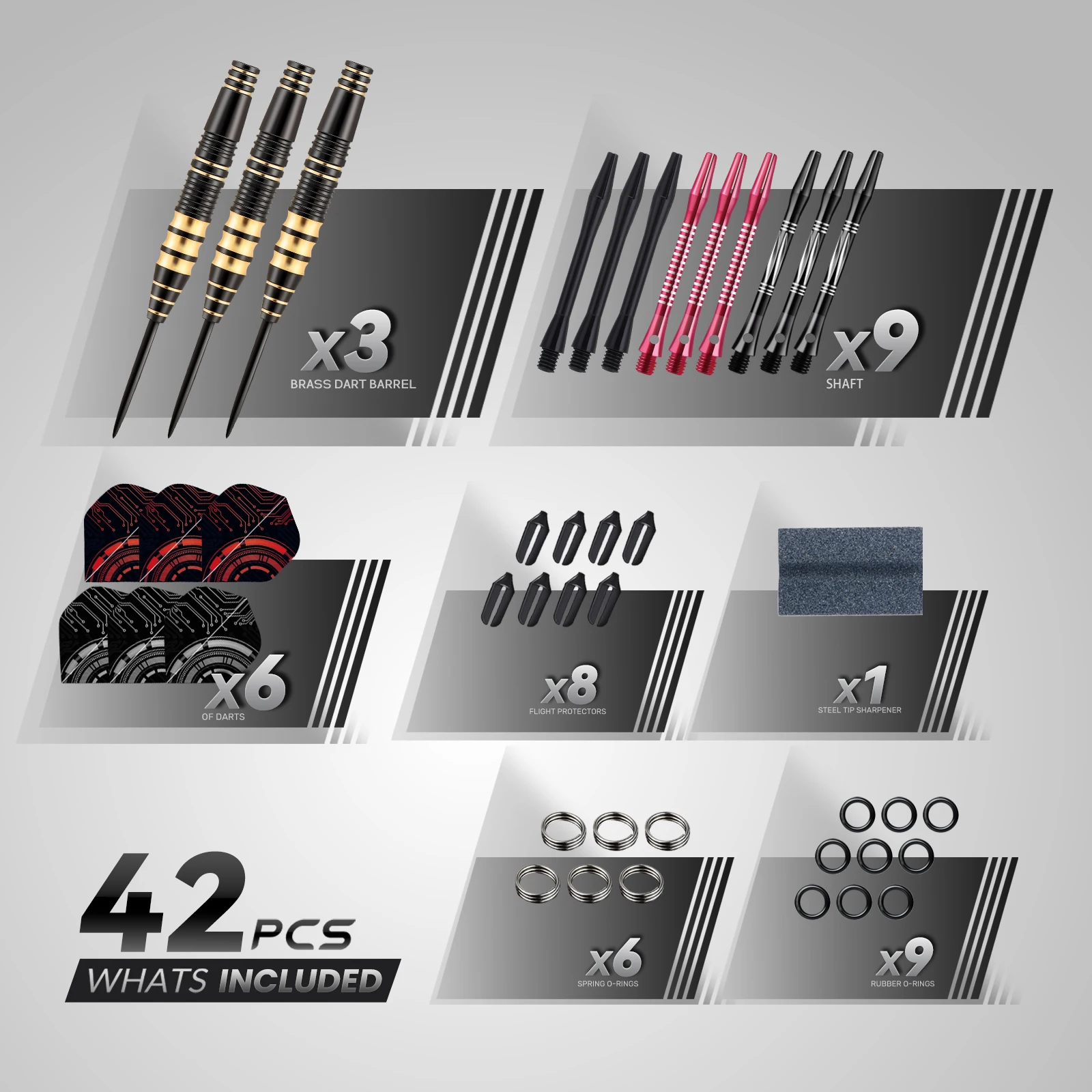 مجموعة رمي السهام النحاسية الذهبية السوداء الاحترافية المكونة من ثلاث قطع من Huanqu تأتي مع صندوق تخزين محمول وإكسسوارات إضافية، سهام إبرة قياسية عالمية مناسبة للمنافسة والممارسة #4