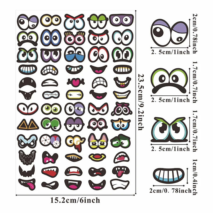 600 Pcs Halloween Eyes and Mouth Stickers, Funny Monster Face Sticker Set, Mixed Expression Decorative Stickers