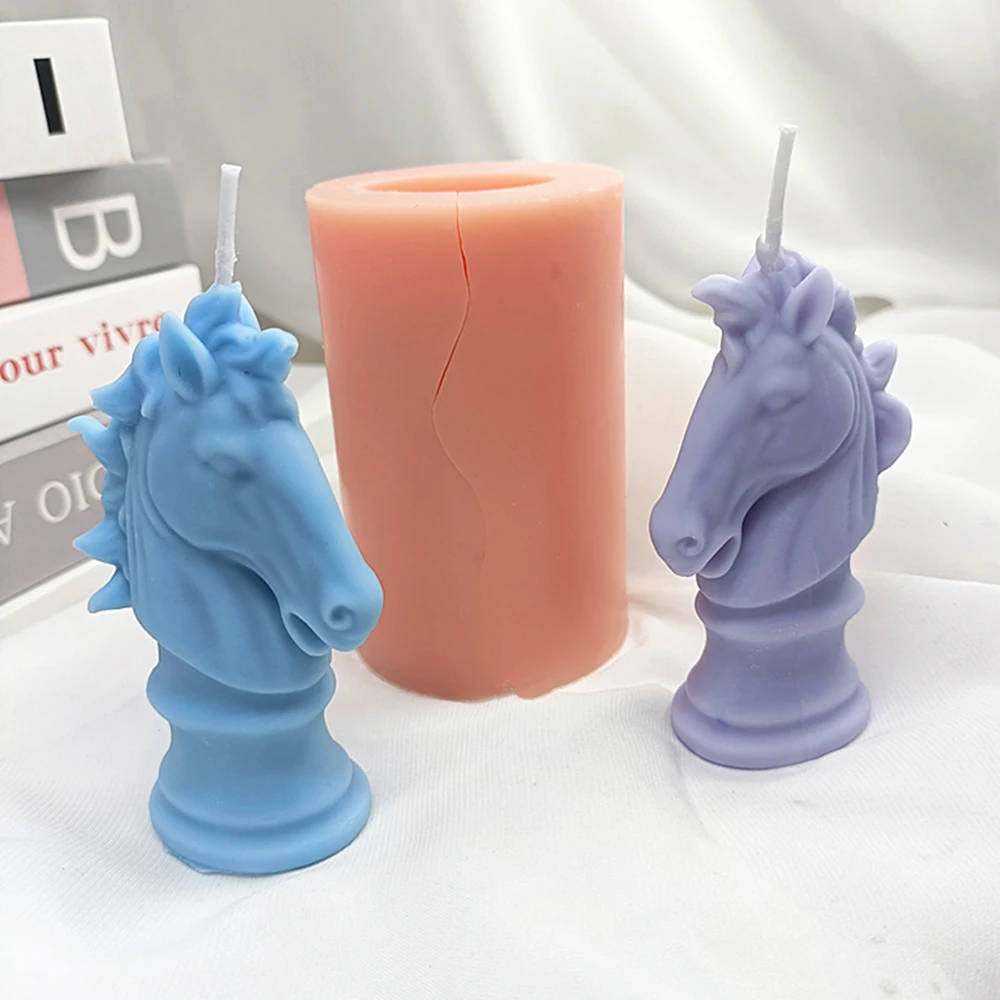 3D Horse Head Statue Candle Silicone Mold DIY Bust Riding Sculpture Art Figurine Animal Poney Candle Soap Mould for Making Craft