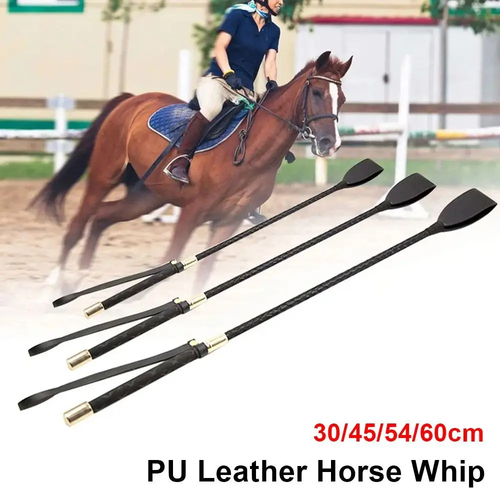 30/45/54/60cm PU Leather Equestrian Training Pointer Horse Whip Stage Performance Props Lash Racing Riding Crop With Handle