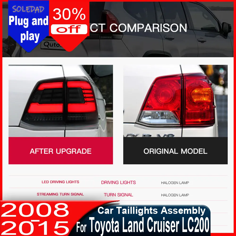 

Задний фонарь для Toyota Land Cruiser LC200 2008-2015 годов выпуска, обновленный, с динамическим указателем поворота, в сборе