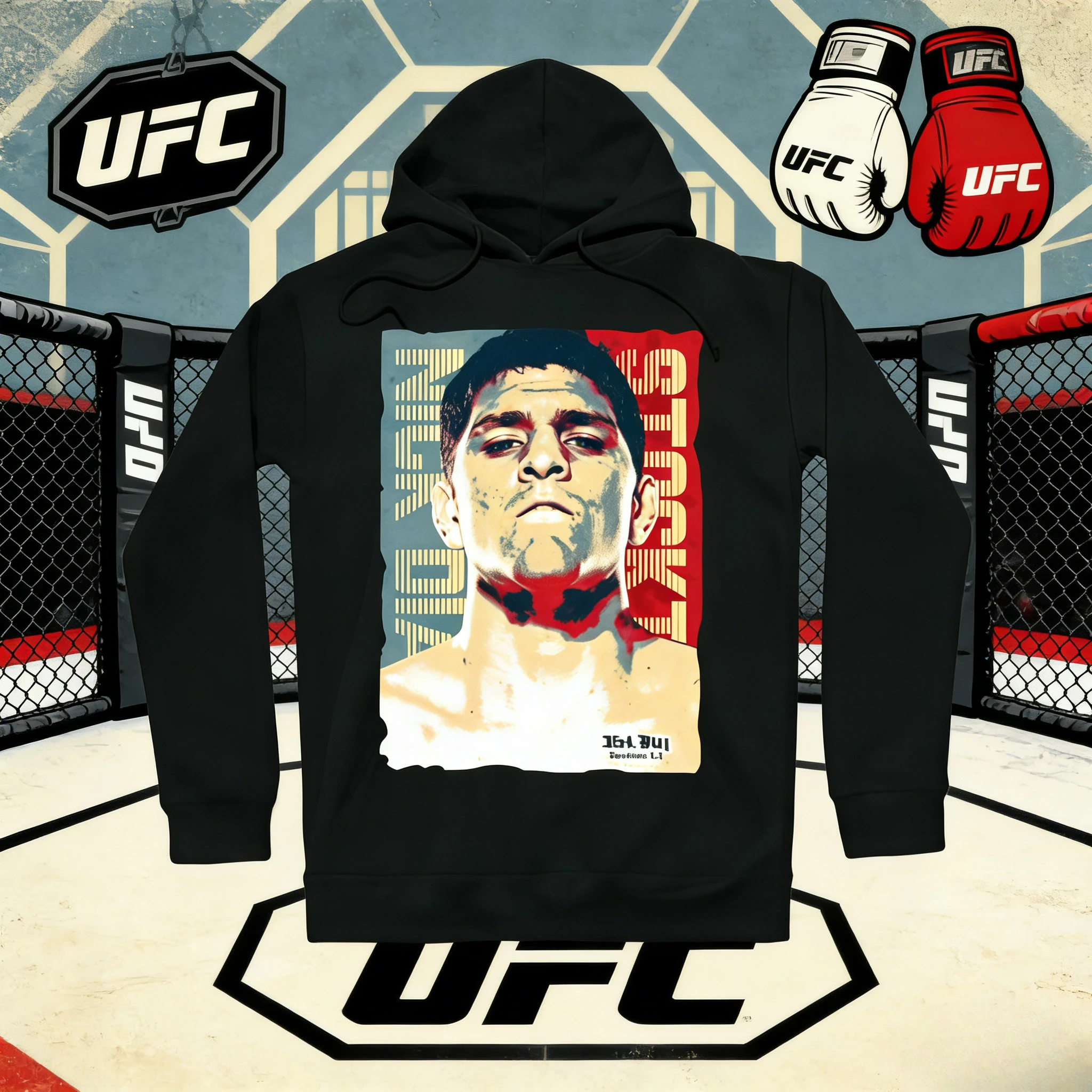 قميص UFC Nate Diaz 2026 لخريف/شتاء 100% قطن قابل للتنفس كاجوال مريح بقلنسوة - مناسب لكل من الرجال والنساء