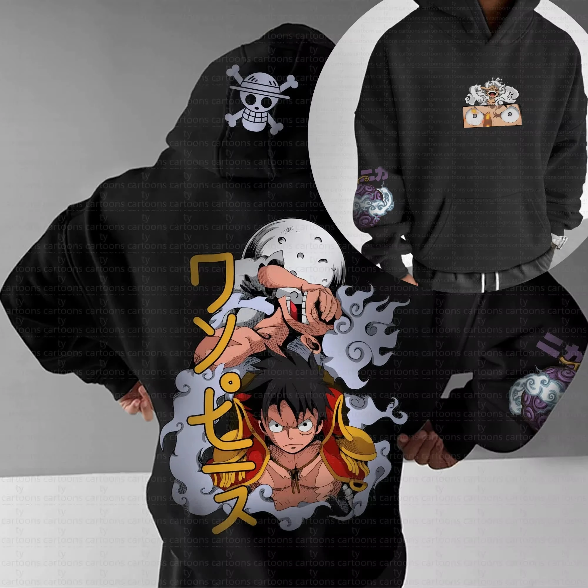 

ONE PIECE осенние и зимние классические толстовки с капюшоном с страстной анимацией, мужские и женские повседневные топы, одежда для родителей и детей