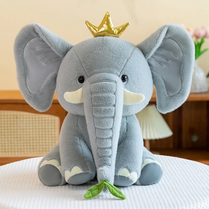 

25CM New Kawaii Crown Bow Tie Elephant Plush Toy Super Cute Sitting Sleeping Soothing Little Elephant Doll a Birthday Gift