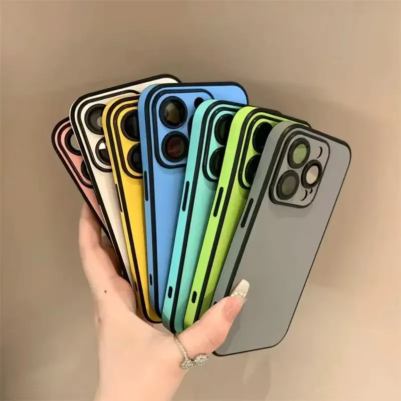 Luxuriöse Handyhülle aus mattem Cortex-Leder für iPhone 11, 12, 13, 14, 15, 16, Pro Max Plus, Linsenschutz, stoßfeste Stoßstangenhüllen – Detail 2