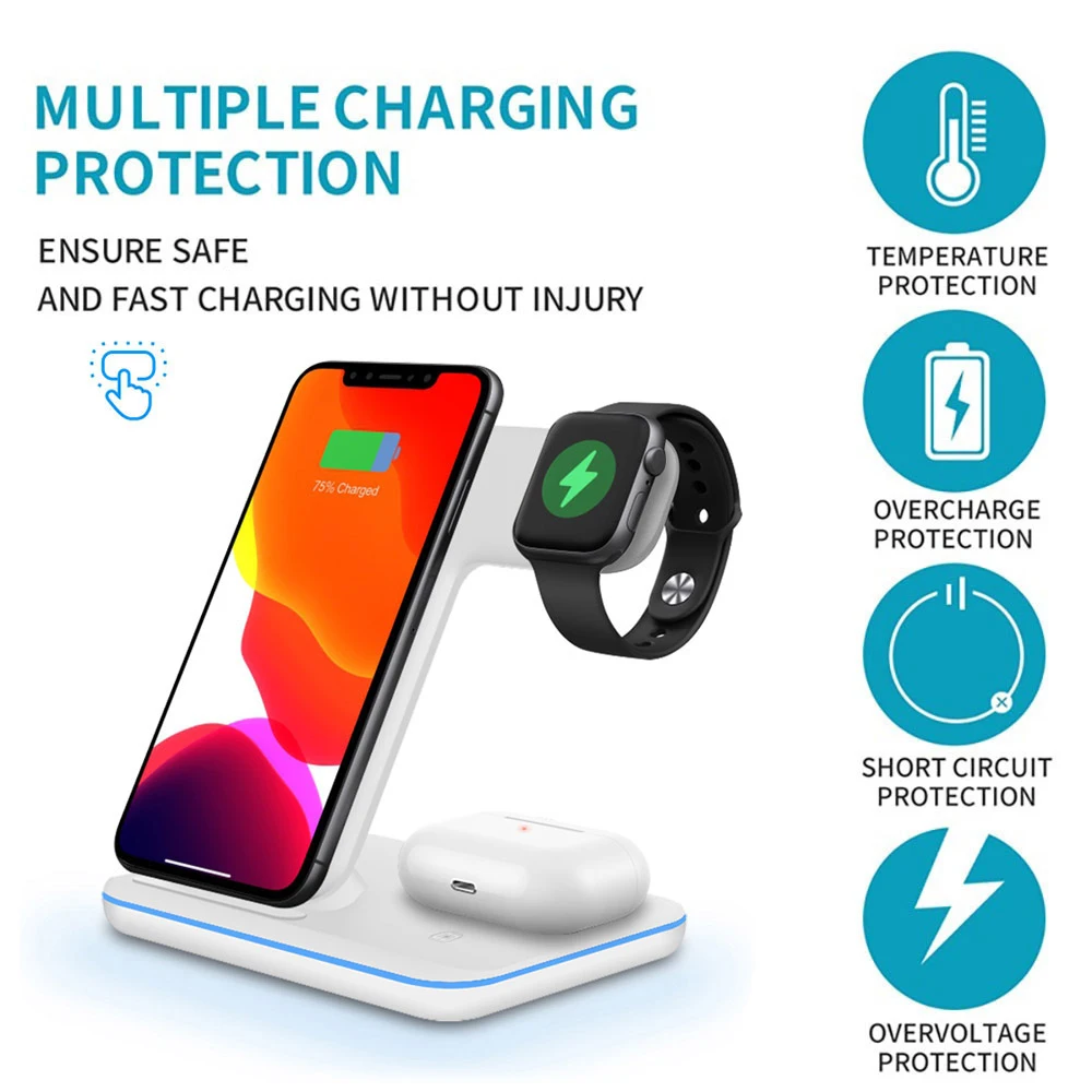 Wireless Charger Magnetic Stand for iPhone 14 13 11 12 X 15W Charging Station Dock for Samsug Apple Watch 7 AirPods 2 Pro