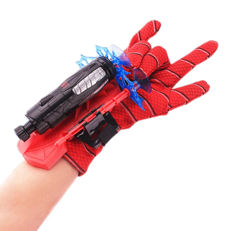 Disney Spiderman Figures Iron Man Captain America Glove Launcher Set Toys Hero Wrist Cosplay Hulk Model Soft Bullet Boy Gifts