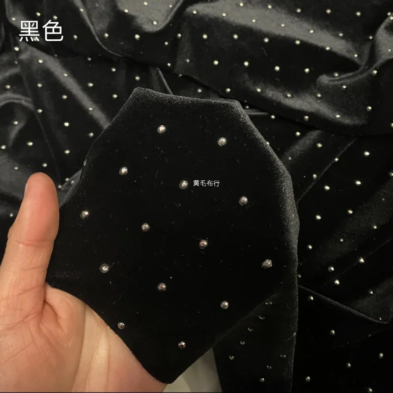 Pure Color Glossy Elastic Golden Velvet Soft Drape Spring Autumn Cheongsam for Dress Fabric Cloth Per Meter Apparel Sewing Diy