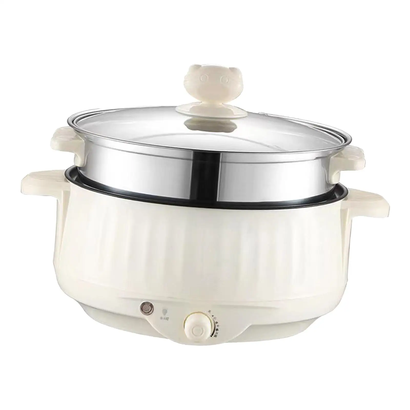 Electric Cooking Pot Nonstick 1.7L Stainless Steel Multifunctional 3 Gear Electric Skillet for Noodles Ramen Porridge Eggs