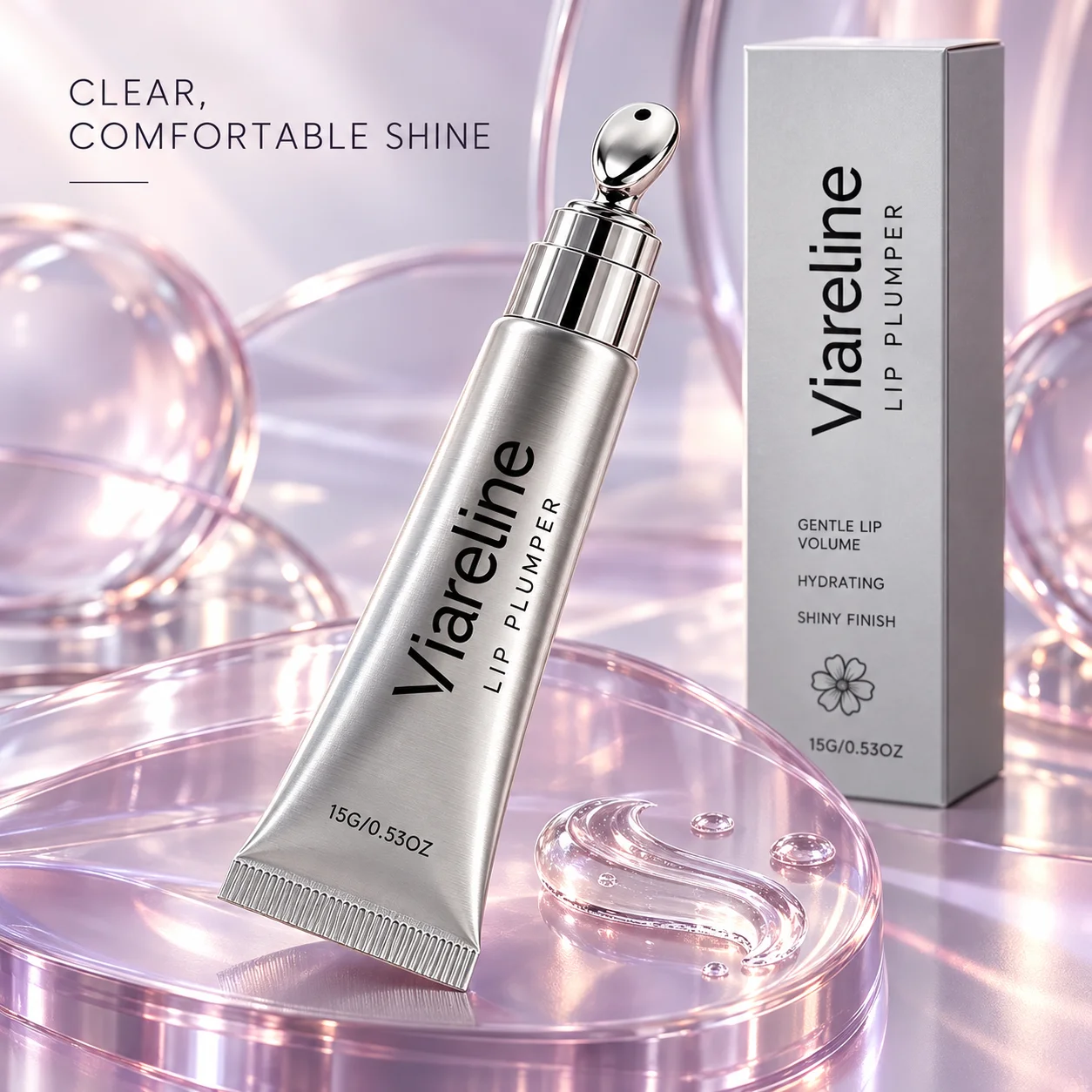 Overnight Lip Treatment with Hyaluronic Acid Plumping Lip Gel Moisturizing Care for Dry Lips in a Portable Squeeze Tube
