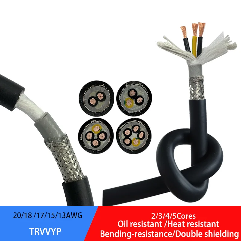 

TRVVYP Frequency Converter Shielded Cable 20/18/17/15/13AWG 2/3/4/5Core High Flexible Double Sheathed Oil Resistant Cable