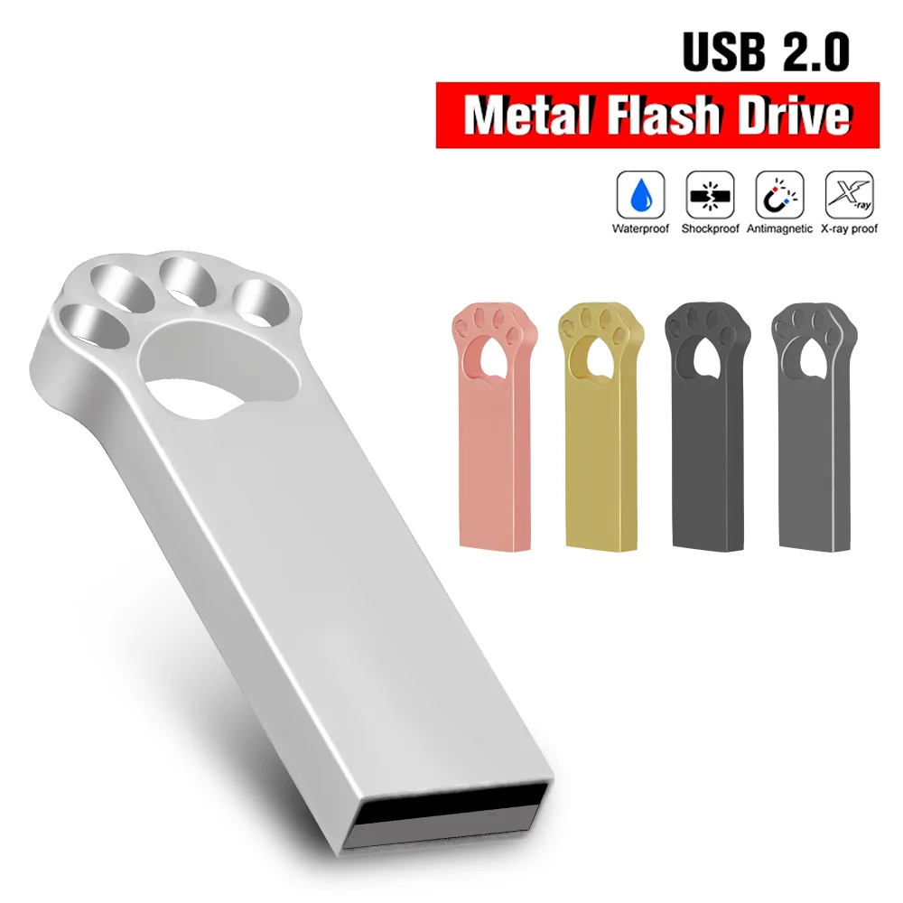 

Mini Metal High Speed 64GB USB Flash Drive 2.0 Real Capacity Pen Drive Thumb Drive 32GB Multicolor Cat Paws Memory Stick 16GB