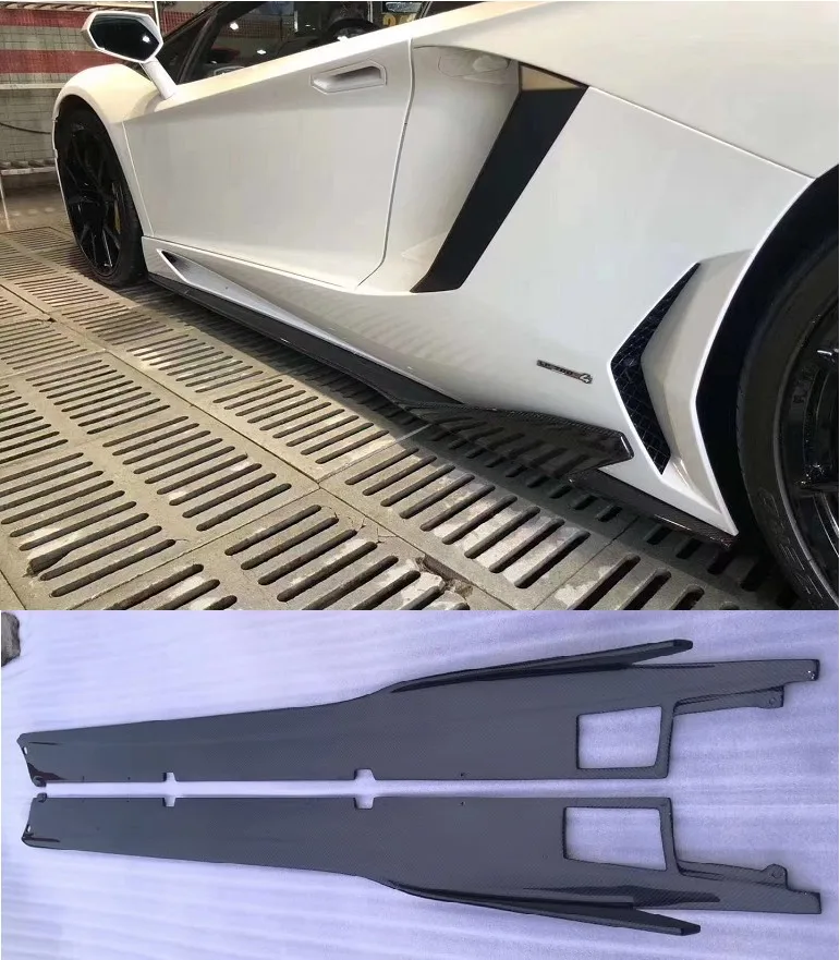 For Lamborghini Aventador LP700/LP720/LP750 RZ Style High Quality Real Carbon Fiber Body Side Skirt Kit Lip