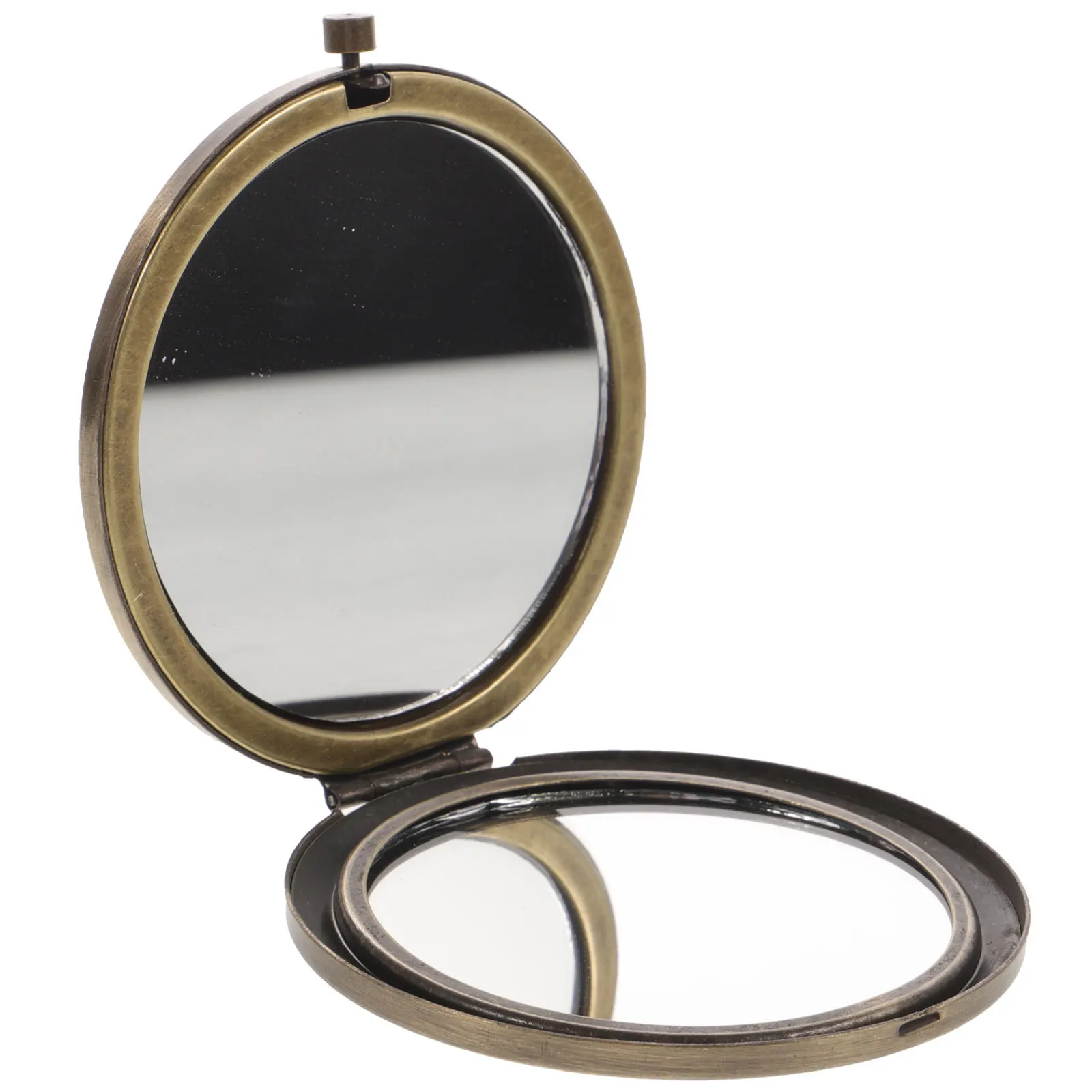 مكياج محمول مدمج قابل للطي من الخشب المعدني للسفر، مرآة صغيرة خفيفة الوزن، أداة تجميل محمولة باليد #5