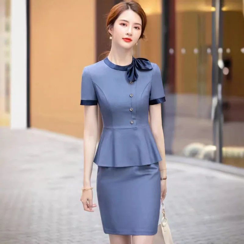 Short Sleeve Suit Suit Beauty Salon Workwear Women's New Slim-Fit Slimming Front Desk Pavilion of Regimen Foot Massage Engineer