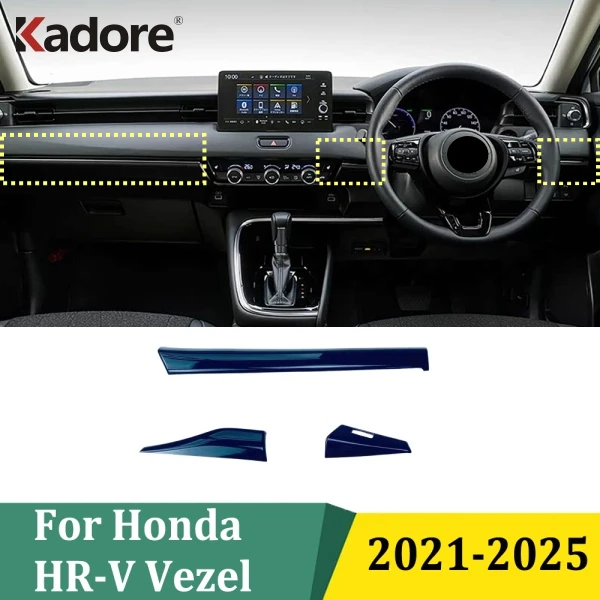 

Для Honda HR-V Vezel 2021 2022 2023 2024 2025 черная внутренняя центральная крышка управления, декоративная панель, аксессуары для стайлинга автомобилей
