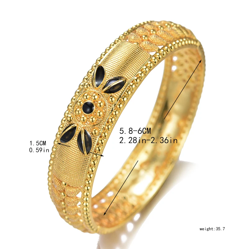 Gold Color Bangles For Women Men 18K Gold Plated Bracelet Jewelry Nigerian Wedding Party Gift Dubai Bracelet image 2