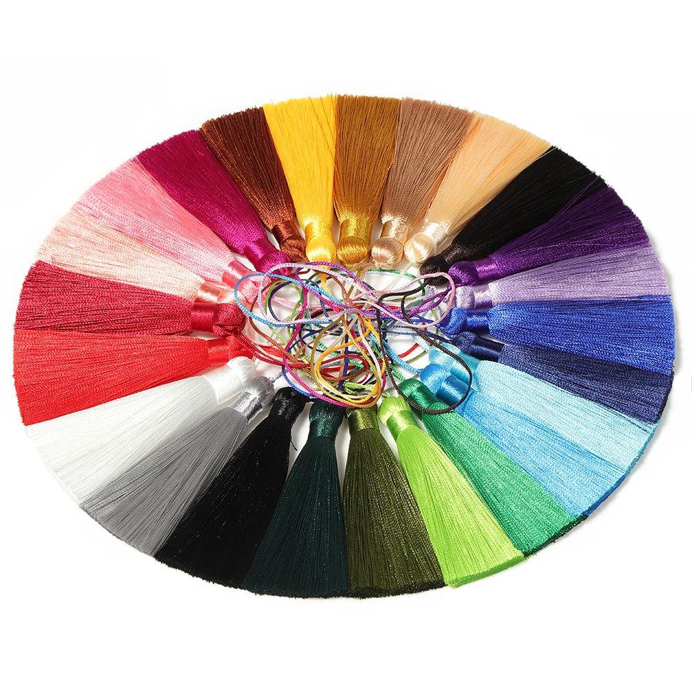 5 Stück 8cm Quasten-Ohrringe aus Polyesterseide, Bürstenanhänger, Ohrring-Charm, Satin-Quaste, DIY-Schmuckzubehör, handgefertigtes Kunsthandwerk – Detail 9