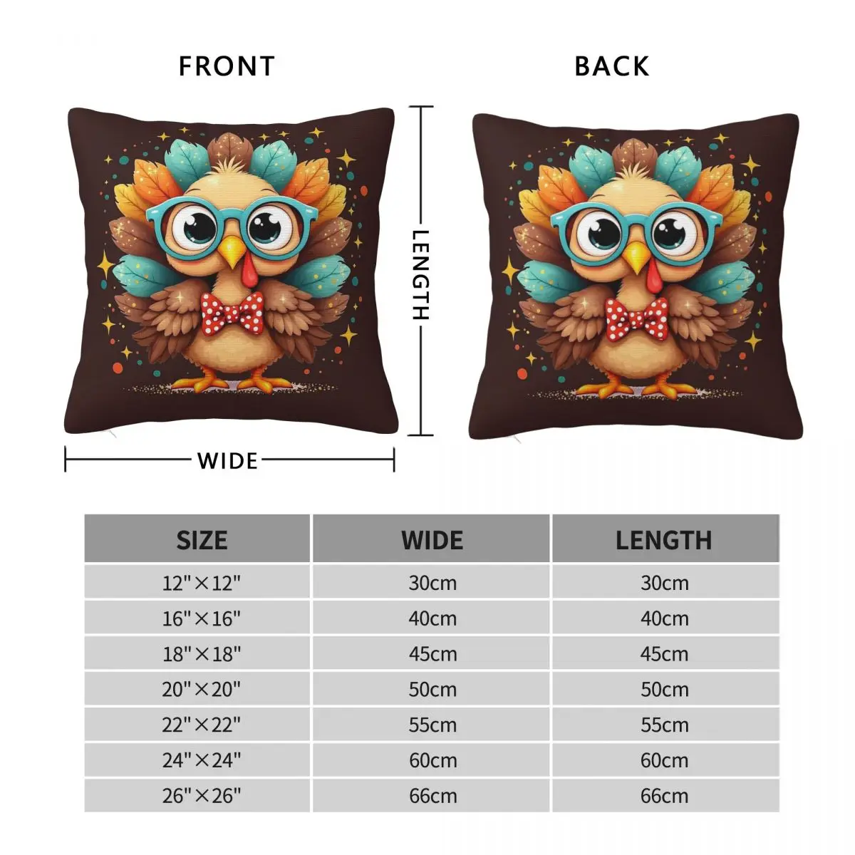 Thanksgiving Day Turkey Square Pillowcase Polyester Linen Velvet Printed Zip Decor Throw Pillow Case Home Cushion Cover