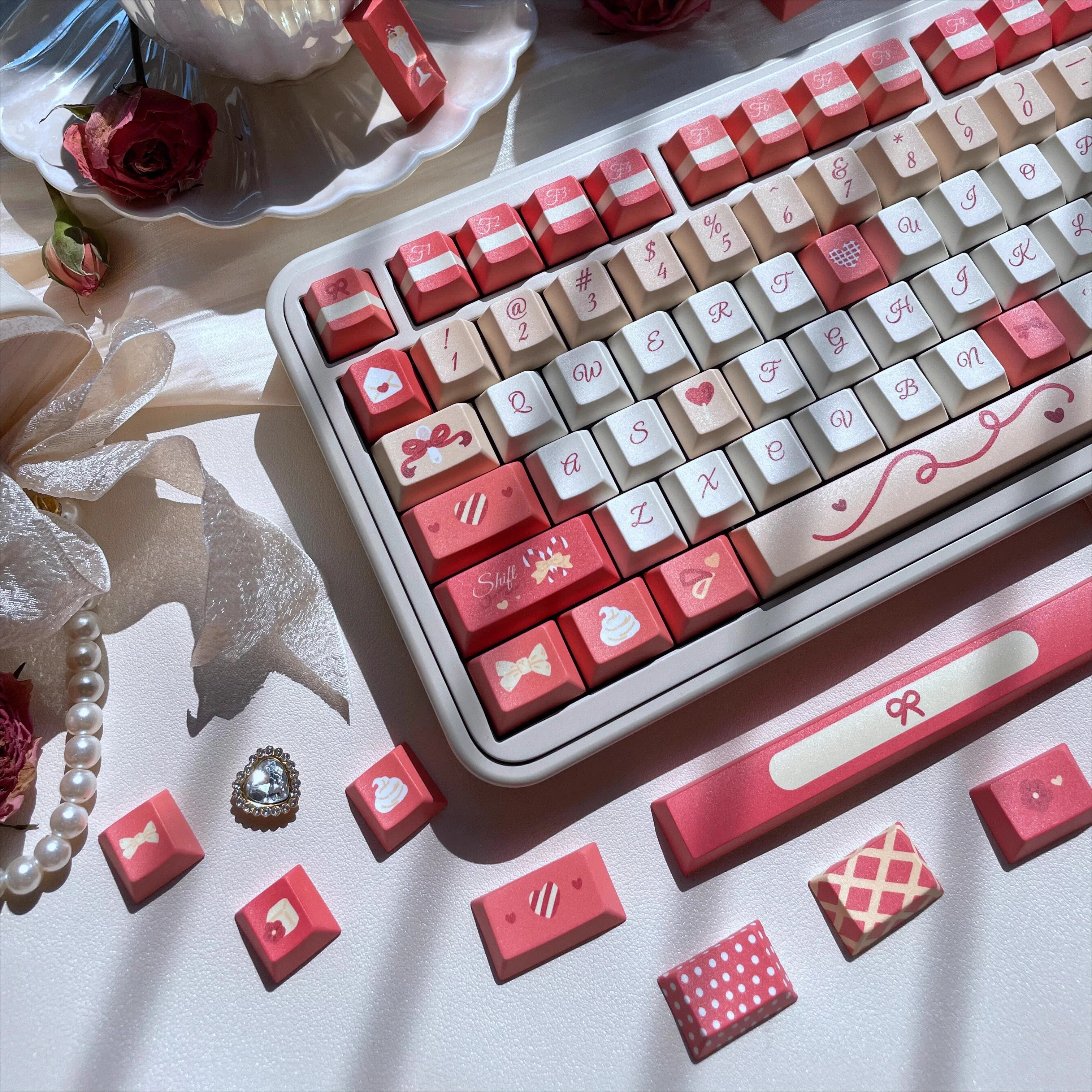 Ice cream black tea keycaps full set of personalized keycaps pbt five-sided hot sublimation keycaps original factory