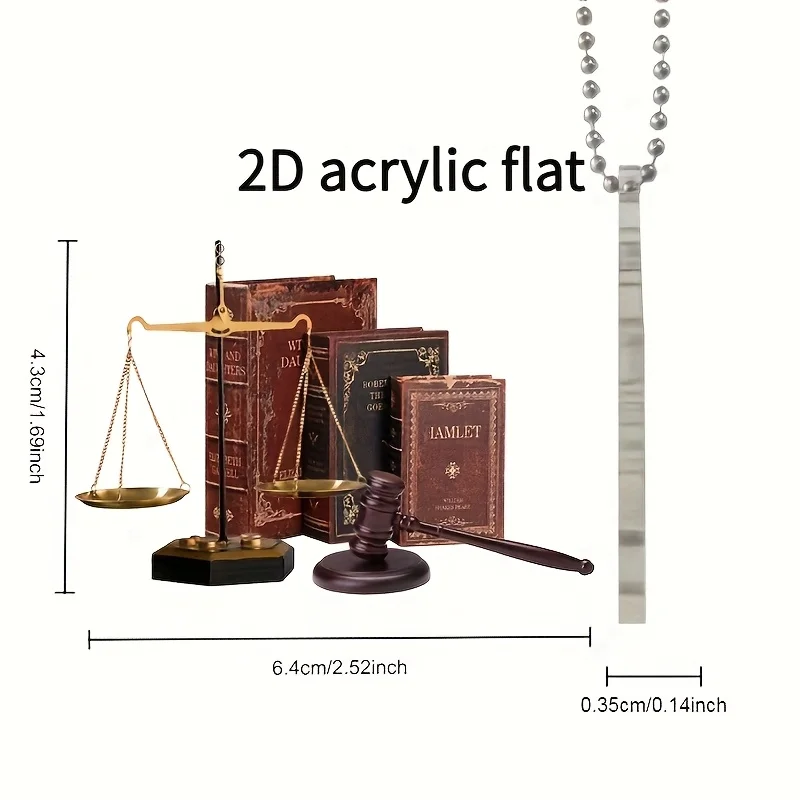 2D خمر العدالة الموازين قلادة الاكريليك كتب القانون حلي معلقة عيد الميلاد اكسسوارات احتفالية الديكور هدايا العيد