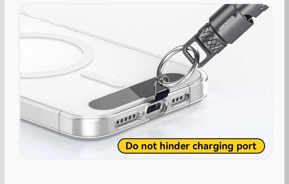 Essager 2 in 1 60W USB-C to Type-C Lanyard Data Cable 3A PD Fast Charging For iPhone 16 15 Samsung Huawei Laptops Anti-lost Rope