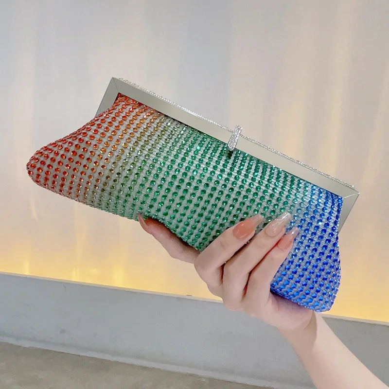 

Sparkling Cloud Frame Evening Bag for Women Full Diamond Soft Clutch Handbag Luxury Party Shoulder Purse Wedding Prom Bag