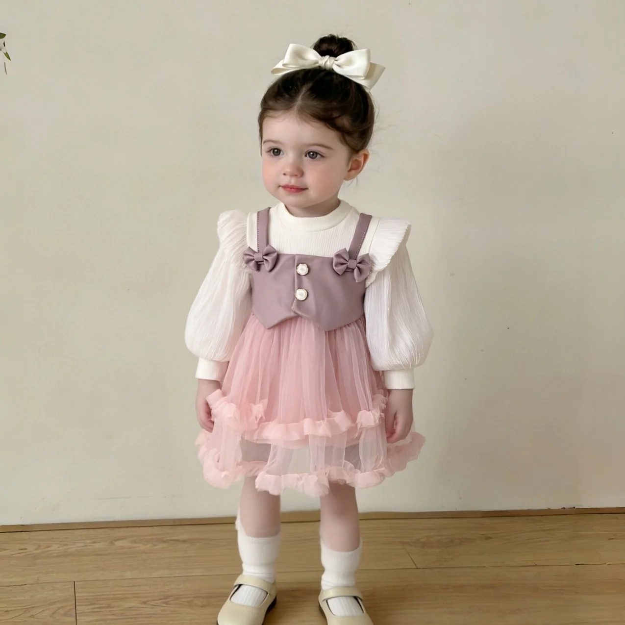 Frühling und Herbst neues Baby Mädchen Kleid süße Mesh Prinzessin Kleid, Baby Mädchen Party Kleid Kinder Kleidung 6 Monate bis 3 Jahre